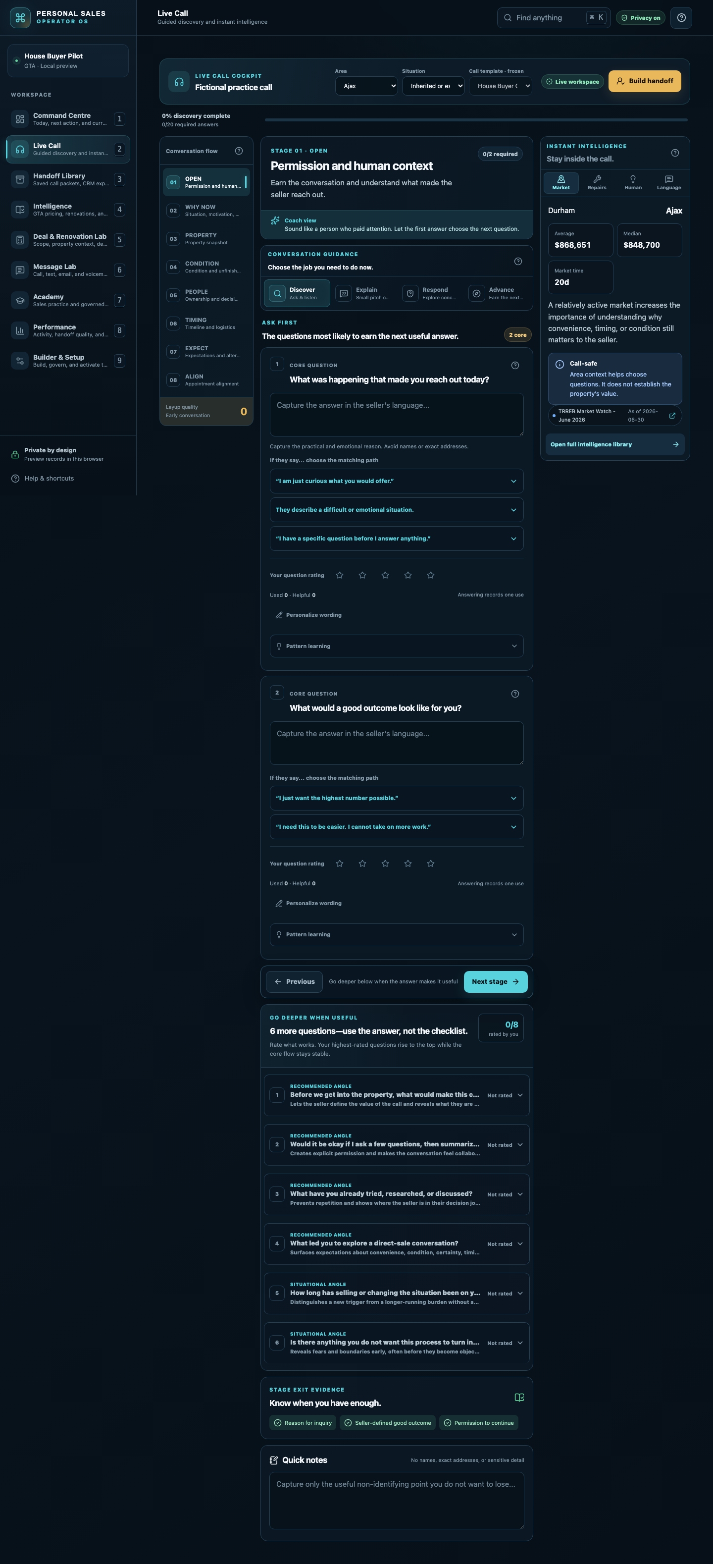 Prospera Sales Companion live call interface concept